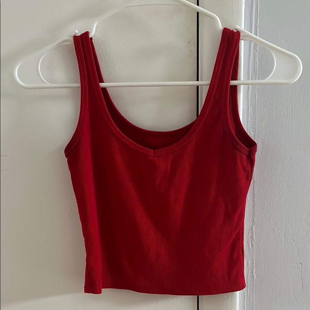 Red Ribbed Tank Top